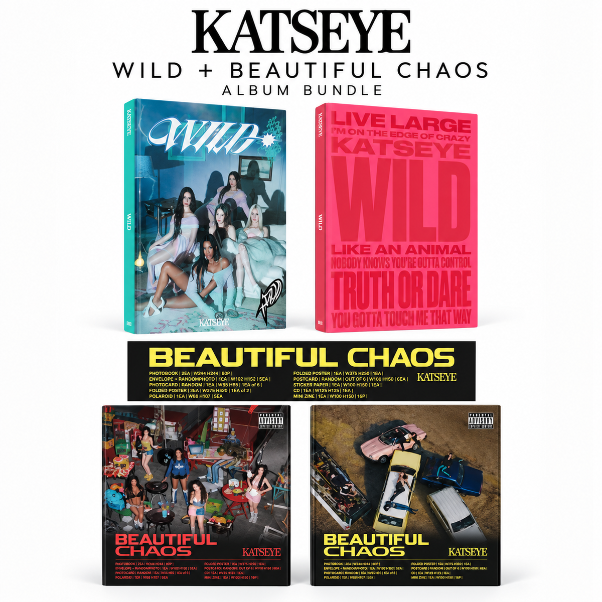 KATSEYE WILD + BEAUTIFUL CHAOS Album Bundle